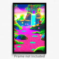 Pixel Art Poster - Fruity Lagoon (8 Bit Psychedelic Trippy Video Game Print)