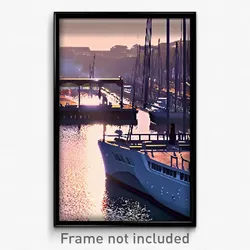 Pixel Art Poster - Realistic Quay (8 Bit Psychedelic Trippy Video Game Print)