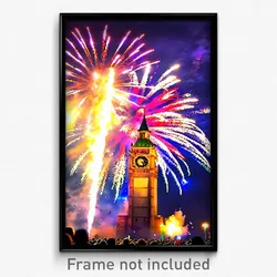 Pixel Art Poster - Upbeat Fireworks (8 Bit Psychedelic Trippy Video Game Print)