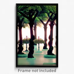 Pixel Art Poster - Elegant Copse (8 Bit Psychedelic Trippy Video Game Print)