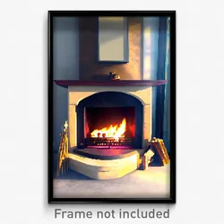 Pixel Art Poster - Silly Fireplace (8 Bit Psychedelic Trippy Video Game Print)