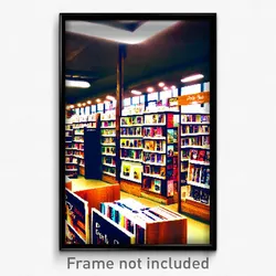 Pixel Art Poster - Pretty Book Store (8 Bit Psychedelic Trippy Video Game Print)