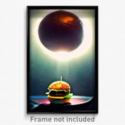 Pixel Art Poster - Spherical Hamburger (8 Bit Psychedelic Video Game Print)