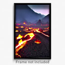 Pixel Art Poster - Rural Lava Fields (8 Bit Psychedelic Trippy Video Game Print)