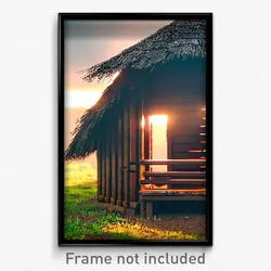 Pixel Art Poster - Realistic Hut (8 Bit Psychedelic Trippy Video Game Print)