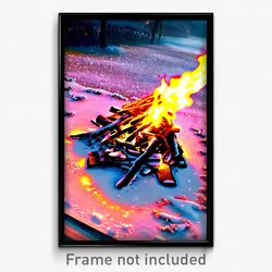 Pixel Art Poster - Frosty Bonfire (8 Bit Psychedelic Trippy Video Game Print)