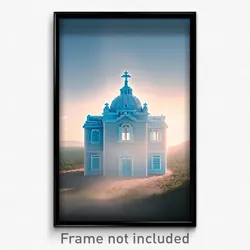 Pixel Art Poster - Light Blue Hermitage (8 Bit Psychedelic Video Game Print)