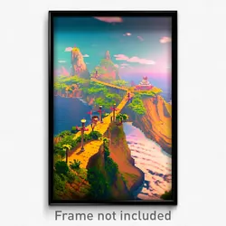 Pixel Art Poster - Crazy Peninsula (8 Bit Psychedelic Trippy Video Game Print)