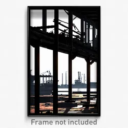 Pixel Art Poster - Barren Shipyard (8 Bit Psychedelic Trippy Video Game Print)