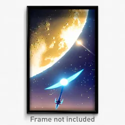 Pixel Art Poster - Wide Moon Battle (8 Bit Psychedelic Trippy Video Game Print)