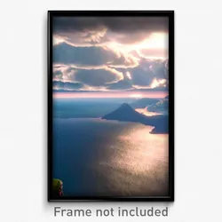 Pixel Art Poster - Cloudy Peninsula (8 Bit Psychedelic Trippy Video Game Print)