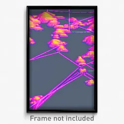 Pixel Art Poster - Wire Frame Glitchy Archipelago (8 Bit Video Game Print)