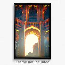 Pixel Art Poster - Enchanting Ancient Architecture (8 Bit Video Game Print)