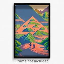 Pixel Art Poster - Triangular Country (8 Bit Psychedelic Video Game Print)