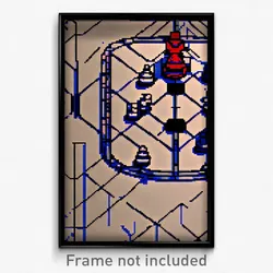 Pixel Art Poster - Complex Wire Frame Chess Board (8 Bit Video Game Print)