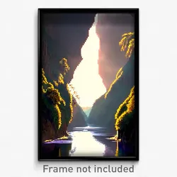 Pixel Art Poster - Peaceful Ravine (8 Bit Psychedelic Trippy Video Game Print)