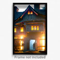 Pixel Art Poster - Dangerous Cottage (8 Bit Psychedelic Trippy Video Game Print)