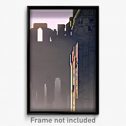 Pixel Art Poster - Shadowy Battlements (8 Bit Psychedelic Video Game Print)