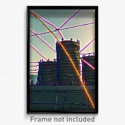 Pixel Art Poster - Wire Frame Glitchy Fortifications (8 Bit Video Game Print)