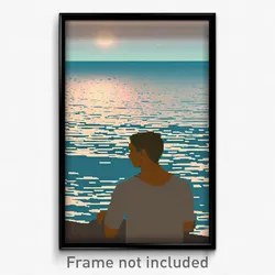 Pixel Art Poster - Thoughtful Ocean (8 Bit Psychedelic Trippy Video Game Print)