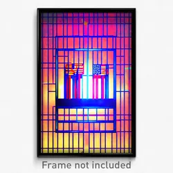 Pixel Art Poster - Digital Wire Frame Independence Day (8 Bit Video Game Print)