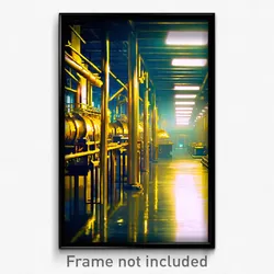 Pixel Art Poster - Golden Factory (8 Bit Psychedelic Trippy Video Game Print)