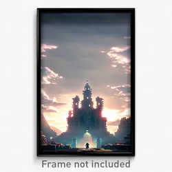 Pixel Art Poster - Heavenly Stronghold (8 Bit Psychedelic Video Game Print)