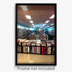Pixel Art Poster - Mysterious Vinyl Store (8 Bit Psychedelic Video Game Print)
