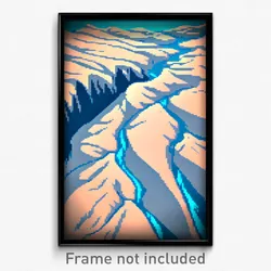 Pixel Art Poster - Animated Glacier (8 Bit Psychedelic Trippy Video Game Print)