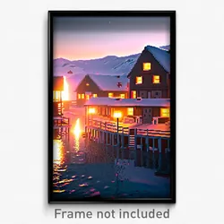 Pixel Art Poster - Arctic Barracks (8 Bit Psychedelic Trippy Video Game Print)