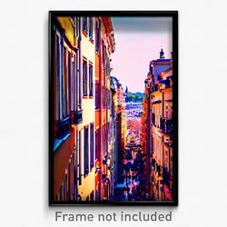 Pixel Art Poster - Stylish European City (8 Bit Psychedelic Video Game Print)