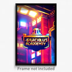 Pixel Art Poster - Gracious Academy (8 Bit Psychedelic Trippy Video Game Print)