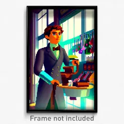 Pixel Art Poster - Animated Haberdashery (8 Bit Psychedelic Video Game Print)