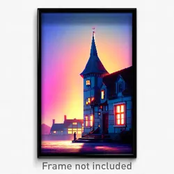 Pixel Art Poster - Flat Manor (8 Bit Psychedelic Trippy Weird Video Game Print)