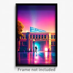 Pixel Art Poster - Hard To Find University (8 Bit Psychedelic Video Game Print)