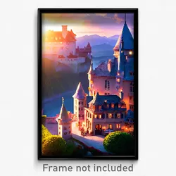 Pixel Art Poster - Extra Small Chateau (8 Bit Psychedelic Video Game Print)