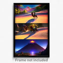 Pixel Art Poster - Exotic Mount (8 Bit Psychedelic Trippy Video Game Print)