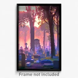 Pixel Art Poster - Novel Cemetery (8 Bit Psychedelic Trippy Video Game Print)