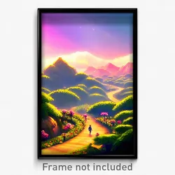 Pixel Art Poster - Memorable Landscape (8 Bit Psychedelic Video Game Print)