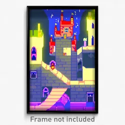 Pixel Art Poster - Squiggly Castle (8 Bit Psychedelic Trippy Video Game Print)