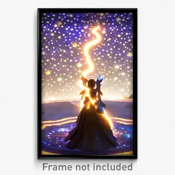Pixel Art Poster - Starry Hearth (8 Bit Psychedelic Trippy Video Game Print)