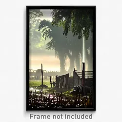Pixel Art Poster - Damp Farm (8 Bit Psychedelic Trippy Weird Video Game Print)
