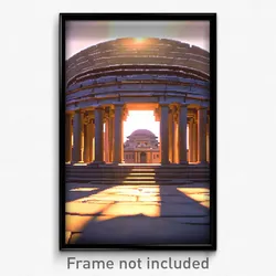 Pixel Art Poster - Round Ancient Architecture (8 Bit Video Game Print)