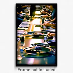 Pixel Art Poster - Bustling Table (8 Bit Psychedelic Trippy Video Game Print)