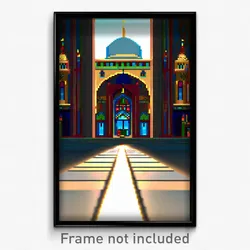 Pixel Art Poster - Lonely Mosque (8 Bit Psychedelic Trippy Video Game Print)