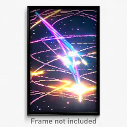 Pixel Art Poster - Digital Wire Frame Galaxy Battle (8 Bit Video Game Print)