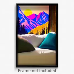 Pixel Art Poster - Mountainous Pillow (8 Bit Psychedelic Video Game Print)