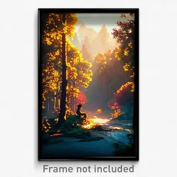 Pixel Art Poster - Warm Forest (8 Bit Psychedelic Trippy Weird Video Game Print)