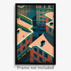 Pixel Art Poster - Droopy French City (8 Bit Psychedelic Video Game Print)