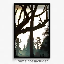 Pixel Art Poster - Damaged Trees (8 Bit Psychedelic Trippy Video Game Print)